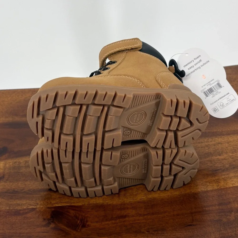 Tan Tucker Boot Toddler Boys Size 8 Work Boots Side Zip Memory Foam NEW